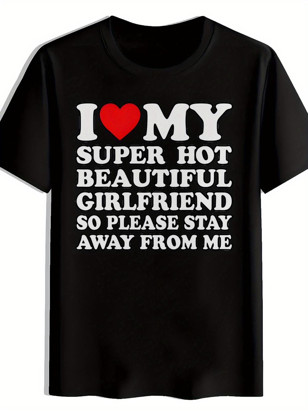 Red Heart I Print MenS Casual Round Neck TShirt Black Versatile Print Pattern MenS Top A Gift for Men S