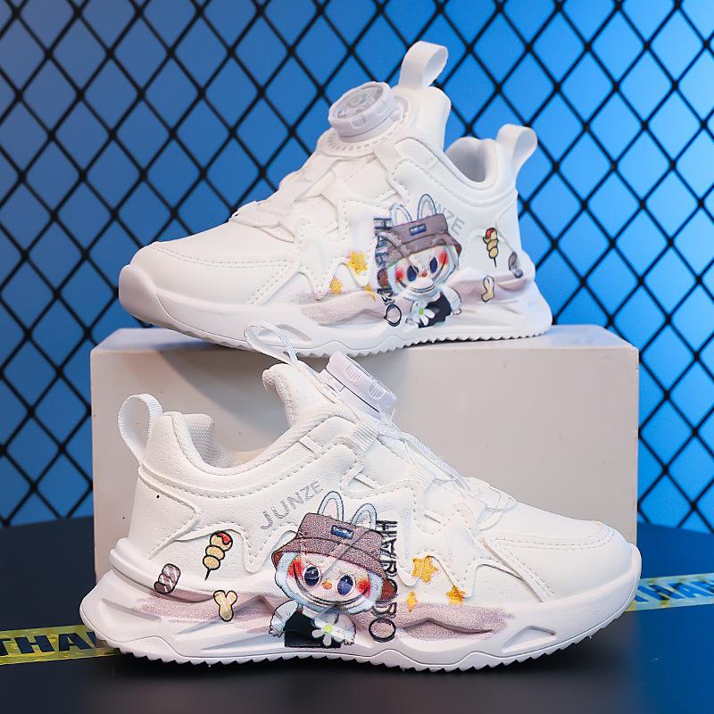 Classmate Leather Sneakers Four Seasons Popular Rabub Lightweight and Versatile Campus Little White Shoes Medium Old Boy Dad Shoes