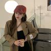 Short Brim Plaid Beret Cap Retro Cloth Painter Cap Simple Women Artist Hat  Ladies