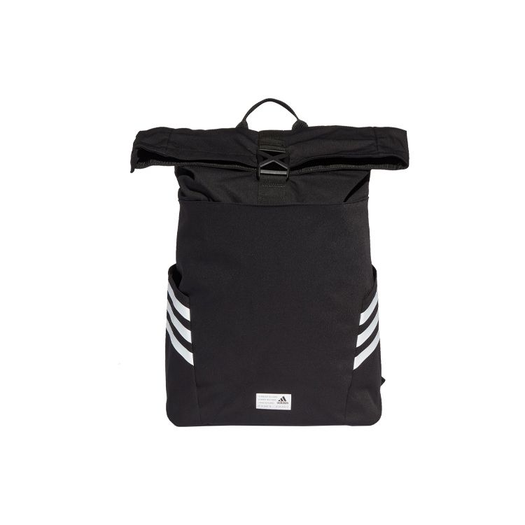 Adidas Cl Bp Roll Sports Leisure Large Capacity Striped Print Decorative Zipper Closure Backpack Men Backpack Black GU0873 Black