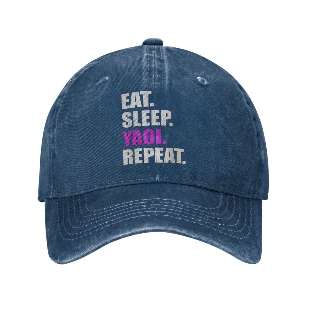 Eat Sleep Yaoi Repeat Washed Baseball Cap  Streetwear Sun Hip Hop Hats Summer Unisex-Teens Tennis Skate Snapback Cap