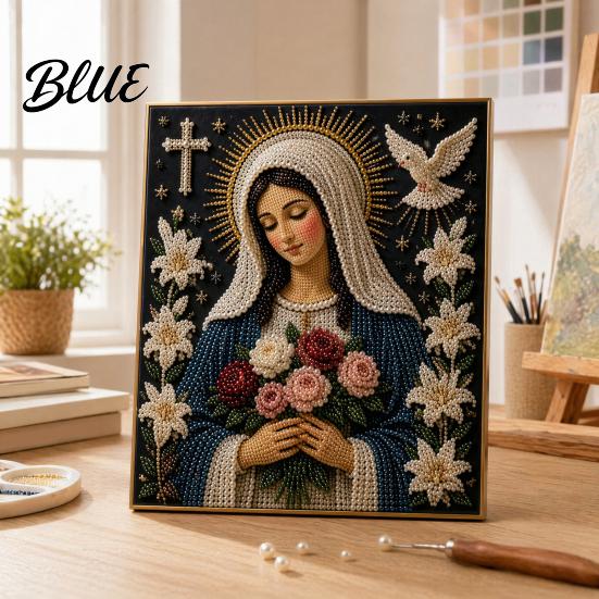 Pearl Painting Kit Sentimental Present DIY Faux Virgin Mary Faith Kit Art Religious Craft Set