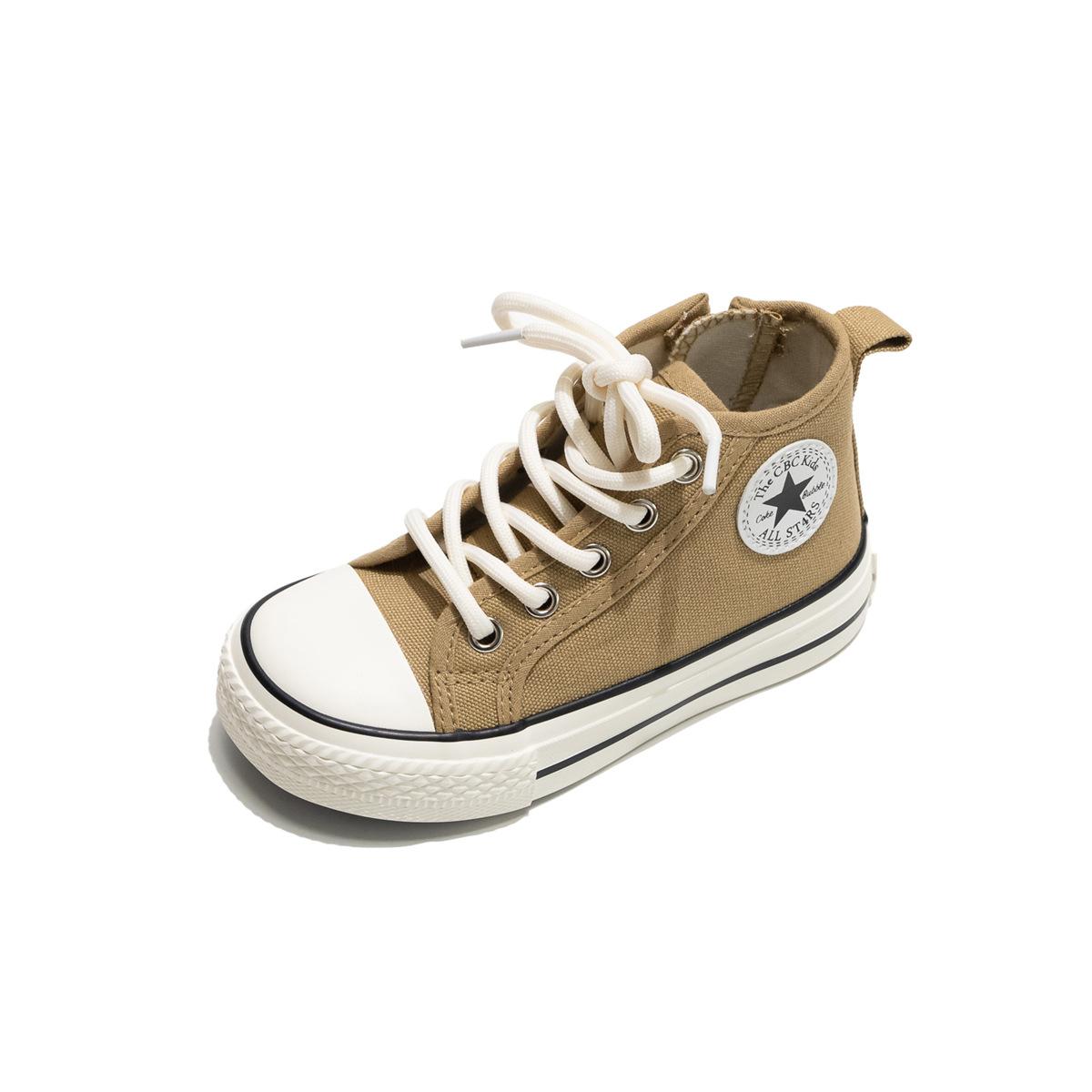 

Детские парусиновые кеды с высоким верхом и боковыми молниями Модные белые кеды 26