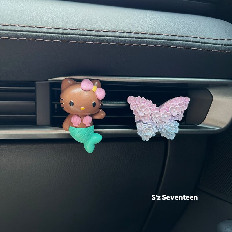 Kitty Cat Mermaid Car Air Vent Diffuser Stone Ornament Handmade Creative Gift Stress Relief Car Decoration