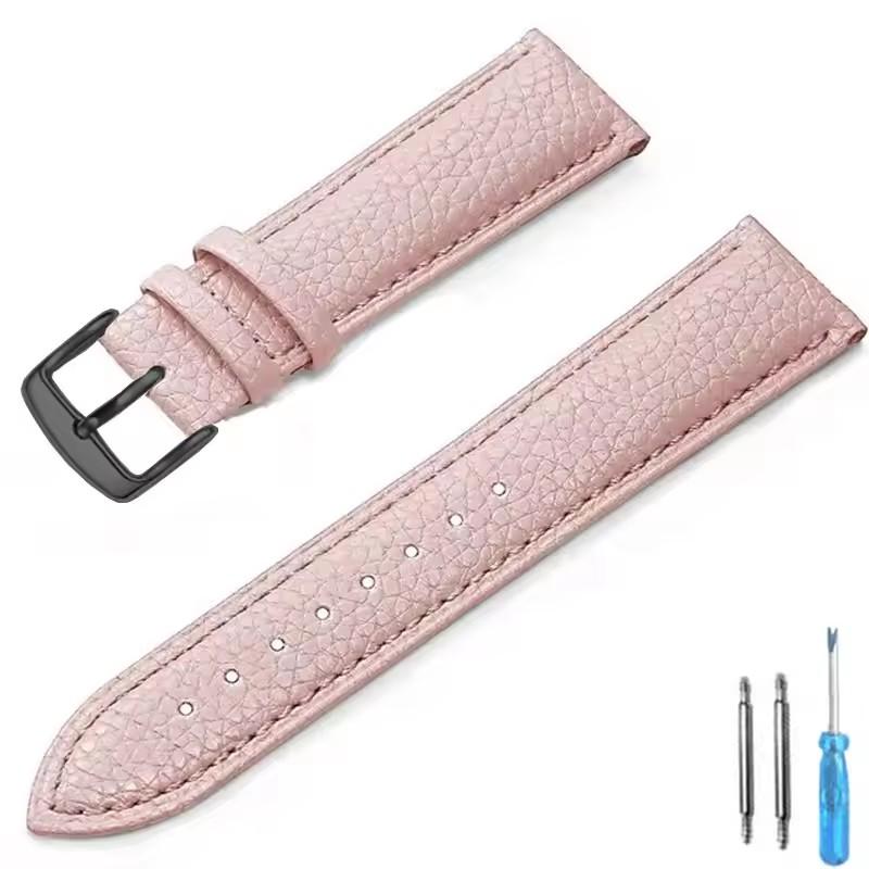 Litchi Pattern Soft Leather Watch Band Bracelet 12mm 14mm 16mm 18mm 20mm 22mm Replacement Wrist Straps Watchbands