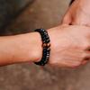 Novel 2 Pieces Men Bracelet Set 6mm 8mm Tiger Eyes Volcanic Rock Stone Beaded Braclet Luxury Zirconia Braslet Pulseria Hombre
