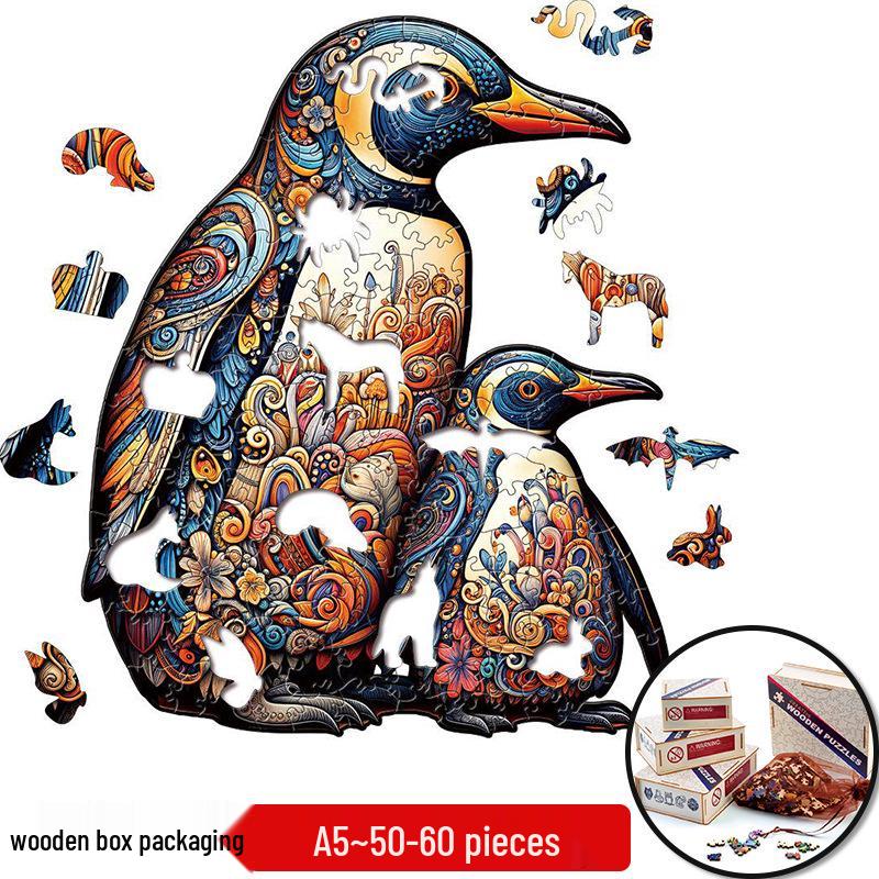 Irregular Animal Dog Penguin Wooden Puzzle in Stock