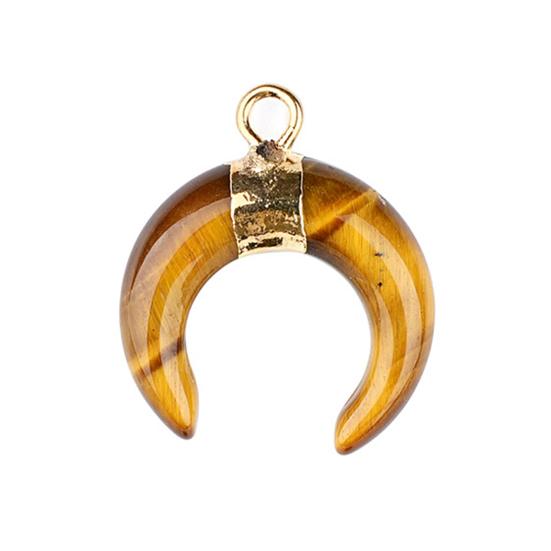 DIY Pendant Gold-Plated Edging Crescent Horn Design Natural Imitation Crystals Jade Necklace Bracelet Earrings Charm DIY Jewelry Making Accessories