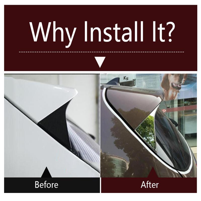 For Kia Sportage 4 2016 2017 2018   ABS Chrome Rear Window Spoiler Side Wing Triangle Cover Trim External Accessories