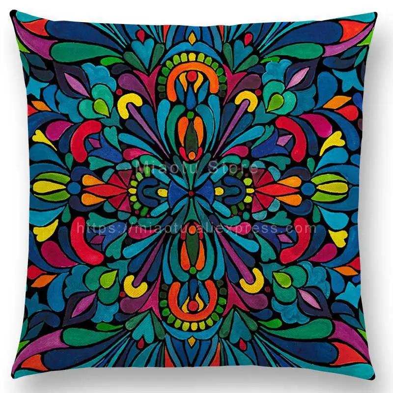 Neueste Boho Bunte Blumen Kissenbezug Rosa Regenbogen Lebhaft Floral Mandalas Musterdesign Begeisterung Drucke Kissenbezug