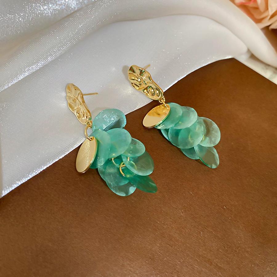 European and American round shell bow fringed earrings light luxury high-end studs fashion versatile earrings