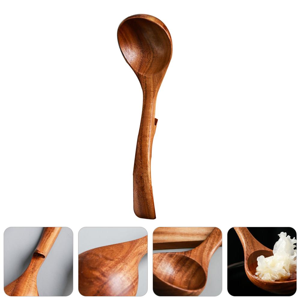 Long H Wooden Spoon 26x8cm Hooked Kitchen Tool for Soup Porridge Hot Pot Stirring Mash Paddle Scraper Wall Decor Nonstick