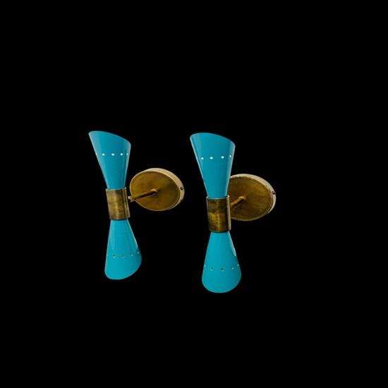 Italian Diabolo Wall Sconce Mid 1950's 2 Light Pair Light Wall Sconce Lighting