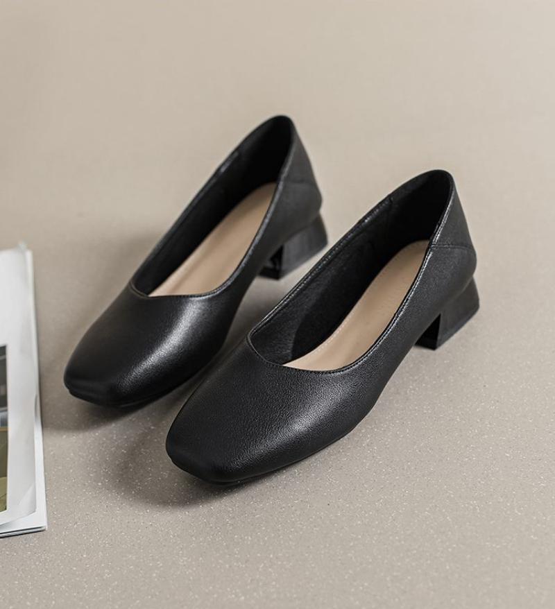 Calzado de Verano para Mujer Zapatos de Punta Cuadrada Para Mujer 2024 Con Tacones Medianos Blanco Oficina Social Elegante Clásico Moda Una Primavera Y2k