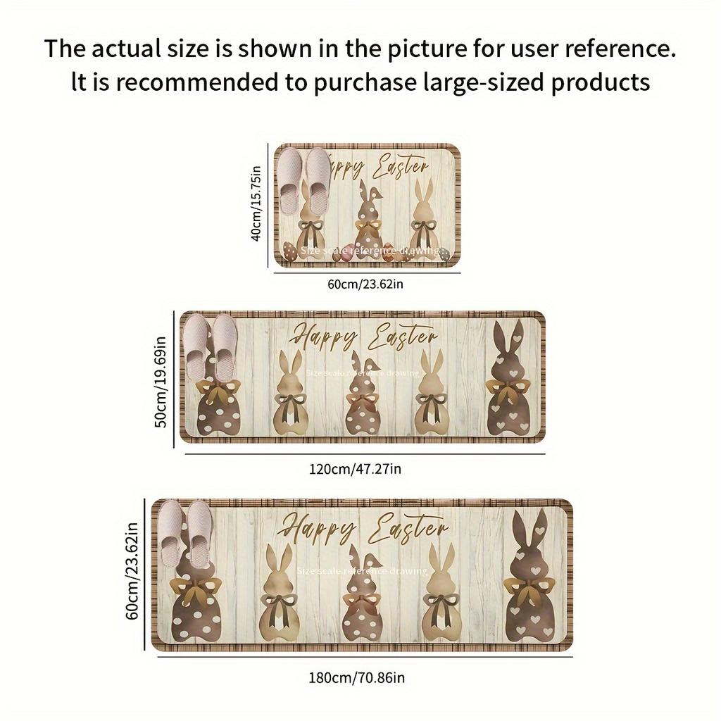 Cartoon Bunny Pattern Soft Kitchen Rug Anti-Fatigue Kitchen Rug Waterproof Non-Slip Rugs Set Runner Rug Bedside Rug Absorbent Carpet For Kitchen