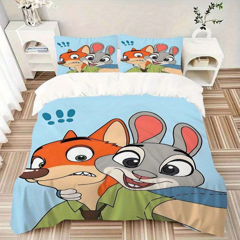 3pcs Nick, Judy Printed Bedding Set, Breathable And Soft, Machine Washable, Christmas Gift, Suitable for Bedroom Decoration, 091