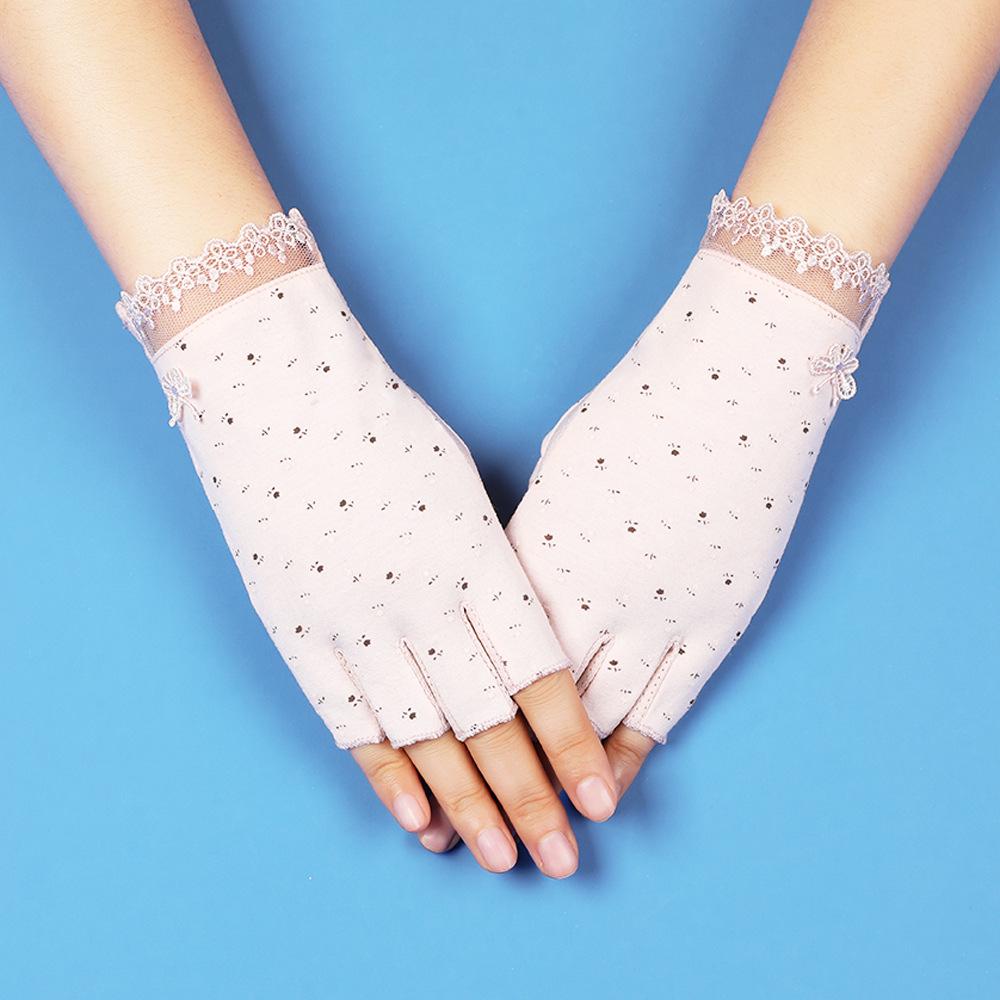Sunscreen Gloves with Thin Fingers for Women In Summer Driving and Riding Anti Slip UV Tea Picking Manicure Half Finger Gloves