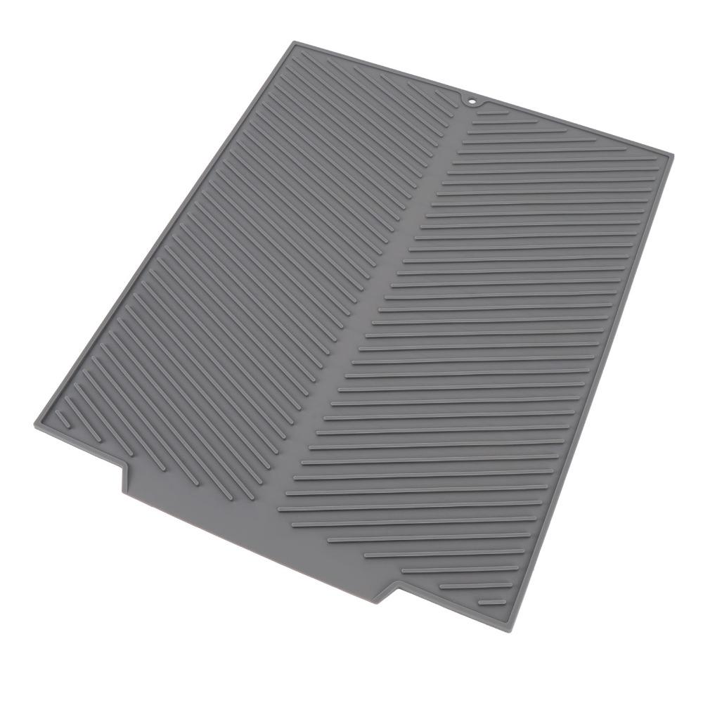 Grey White Dish Drying Mat Silicone Sink Drainer Mat Kitchen Counter Drain Pad  Multi Functional