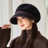 Versatile Plush Warm Octagonal Hat for Women In Autumn and Winter Outdoor Windproof Ear Protection Beret British Retro Baseball Cap