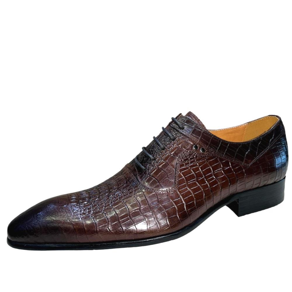 Fashion Italian Luxury Men's Pointed Toe Oxford Shoes Black Coffee Leather Lace-Up Dress Shoes for Wedding Office Business Formal Wear