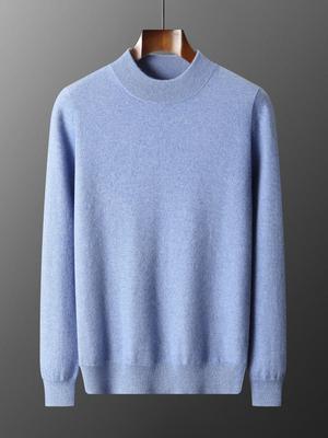 2025 Men's Cashmere Half-High Neck Wool Sweater - Warm, Breathable, Business Casual Knit for Autumn/Winter
