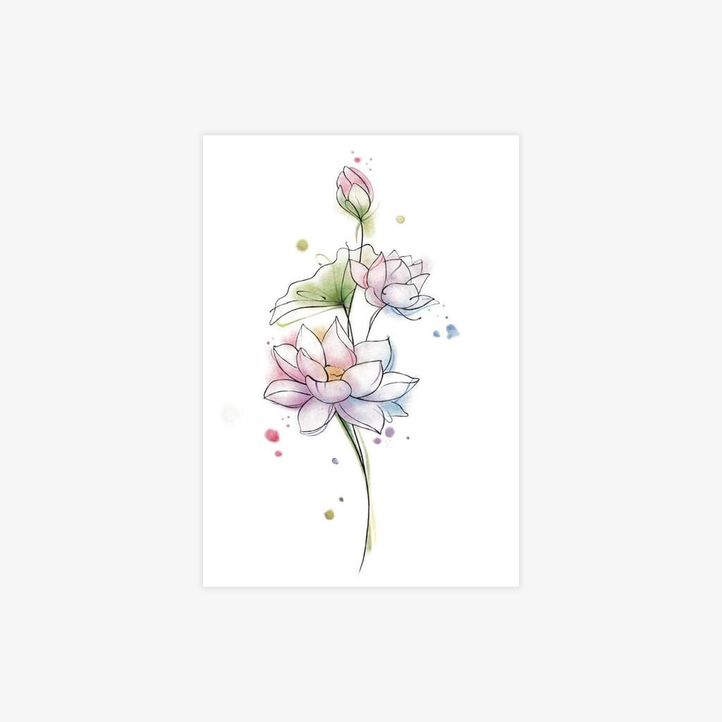 Farbe Dopamin Hochwertig Lotus Tattoo Aufkleber Schöner Arm Schlüsselbein