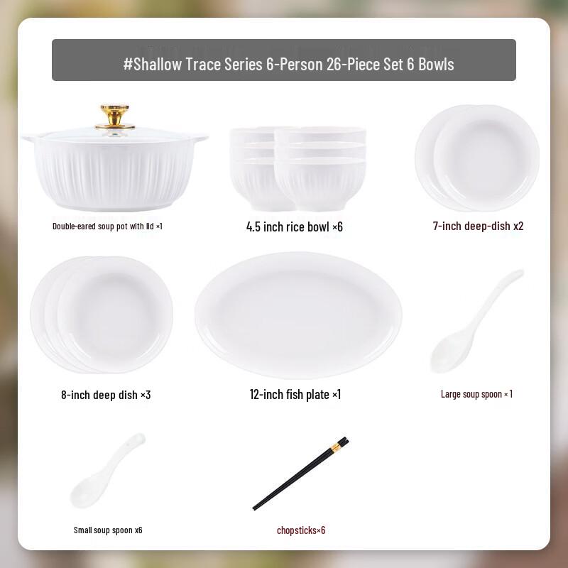 Handoon Nordic Bone China Dinnerware Set, 26-Piece