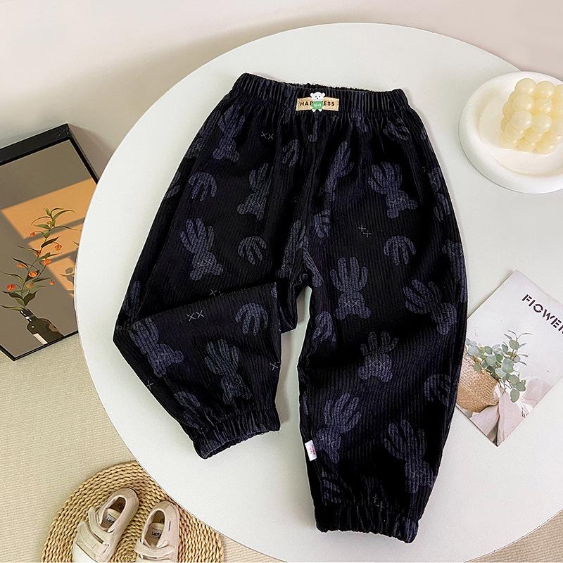 

Детские флисовые спортивные штаны в рубчик в корейском стиле с эластичным поясом - Спортивная повседневная одежда 80 cm чёрный