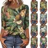 Top T-shirt casual alla moda da donna con scollo rotondo, manica a tre quarti e stampa