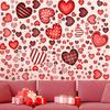 6 Sheets/ 214 Pcs Valentine's Day Wall Decals Removable Love Heart Wall Stickers Red Heart Window Stickers Wedding Anniversary Romantic Love
