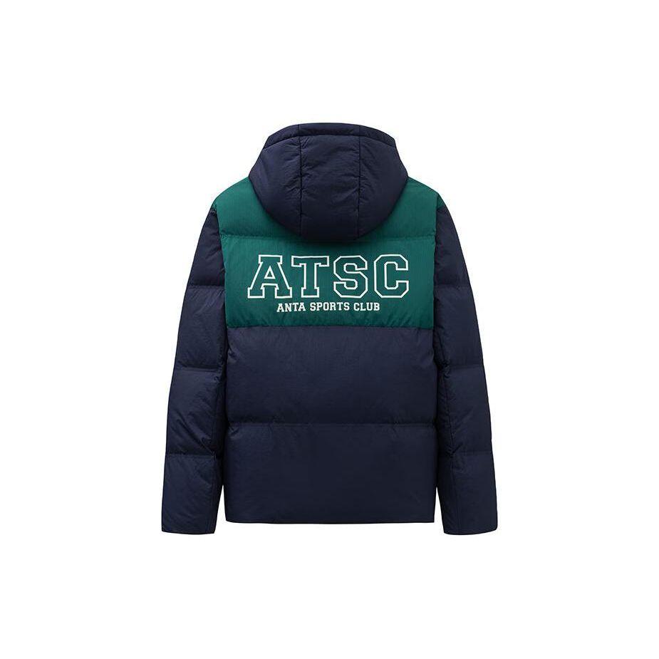 Anta Lifestyle Series Letter Splicing Zipper Hooded Thick Jacket Men Jacket Deep-Navy 152348920-2