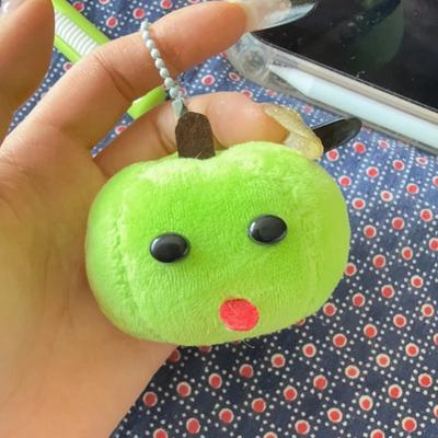 Ugly Cute Abstract Tongue Green Apple Plush Keychain Quirky Amusing Toy Relax Cartoon Fluffy Friend Couple Bag Pendant Gift
