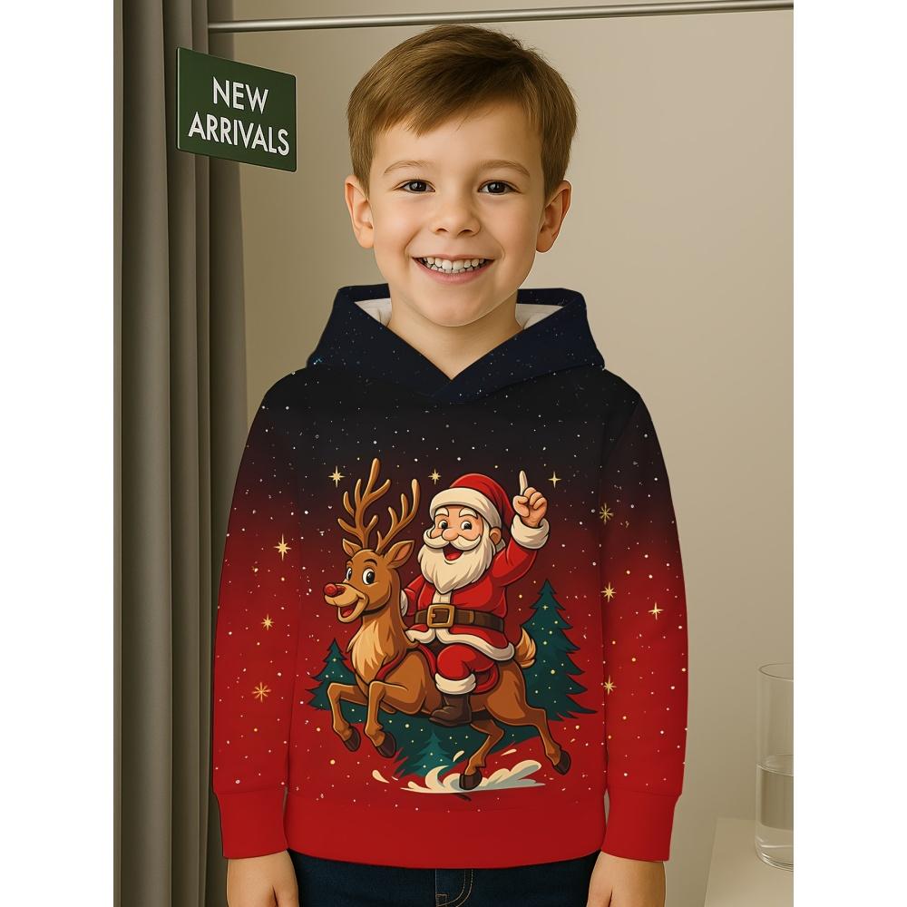 Children Hoodie Christmas Santa Claus 3D Fashion Print Sports Comfortable Spring Autumn Very Suitable for Daily Wear Sweatshirts