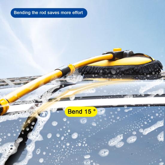 15° Curved Car Wash Brush with Long Handle Microfiber Scratch-Free Car Wash Mop with Extension