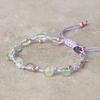 Green Fluorite Natural Cut Natural Stone Macrame Bracelet