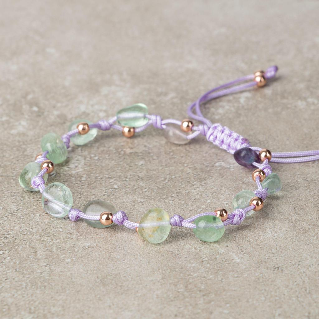 Green Fluorite Natural Cut Natural Stone Macrame Bracelet
