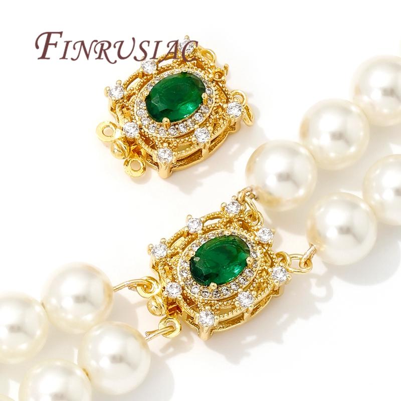 18K Gold Plated Inlaid Green Crystal Clasps For Jewelry Fasteners For Bracelets,Safety Clasps Accessories DIY Necklace Findings