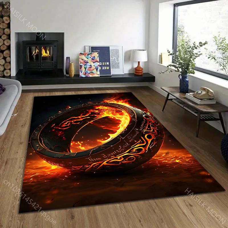 Magic Ring Burning with Flames Pattern Rug Carpets for Bedroom Living Room Sofa Mat Creative Door Mat Cloakroom Home Decor