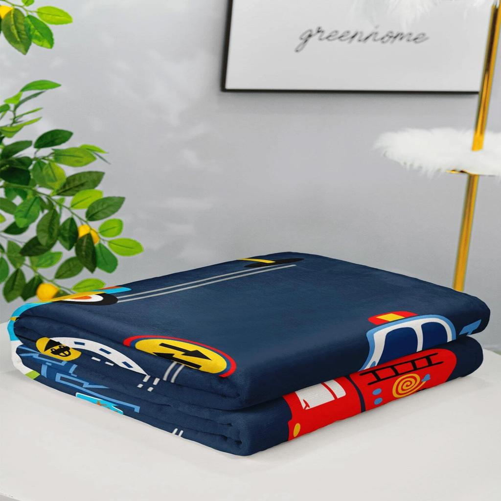 Vintage Car Print Throw Blanket - Retro Vehicle Motif Soft Lightweight Accent for Sofa Bed Travel Office Gift
