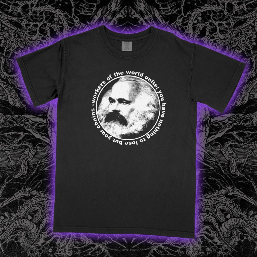 

КАРЛ МАРКС Рабочие Объединяйтесь Футболка панк Социалист Социализм против Унисекс Футболка M