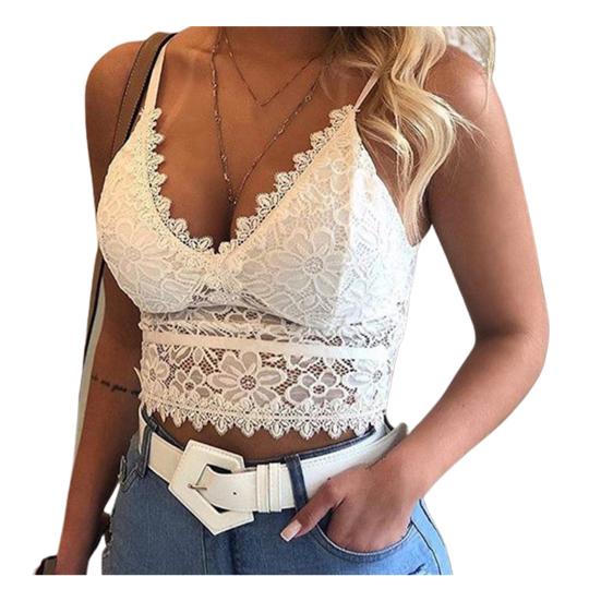 Kobiety Kobiety V Neck Trójkątny kubek Koronkowy biustonosz na ramiączkach Bezprzewodowy biustonosz Biustonosz