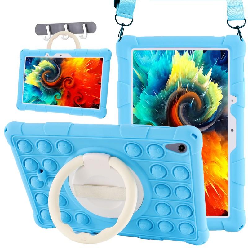 Silicone Protective Case With Rotating Handle Stand XiaoDu S12 Learning Tablet 10.1 Inch Cartoon Bubble Design