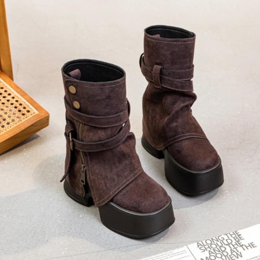 Kelnės Batai Moteriški batai Ruduo Žiema Nauja prekė Dviejų dalių nusegami trumpi batai moterims Mados platforminiai batai Botas