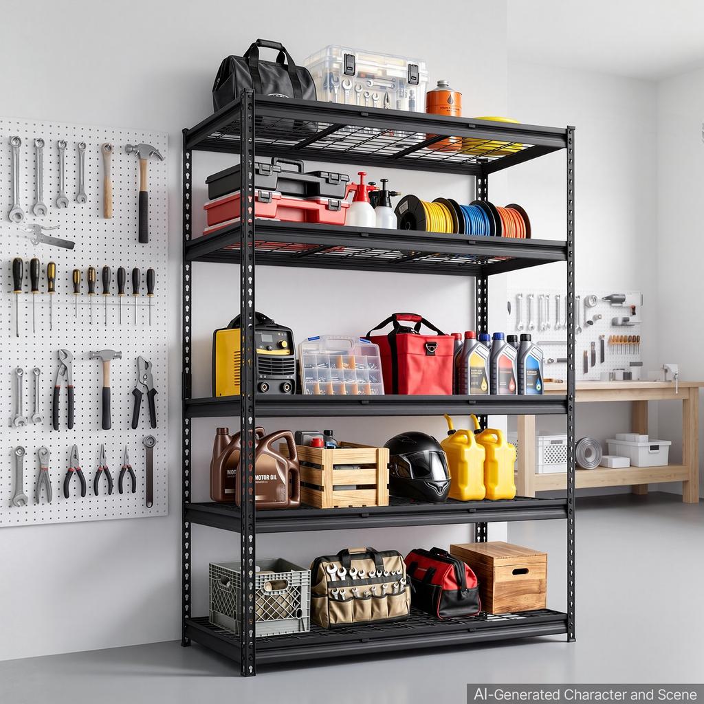 VEVOR Storage Shelves, 5-Tier 1361 kg Garage Shelving 122 x 61 x 181.3 cm, for Garage, Basement, Warehouse, Kitchen