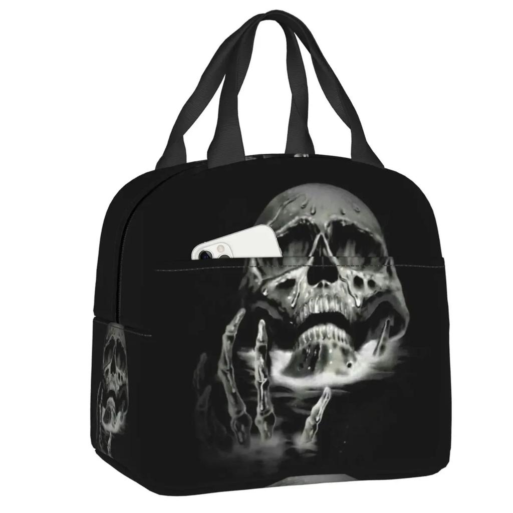 Skull Insulated Lunch Bag for School Office Resuable Thermal Cooler Lunch Box for Women Kids Food Container Bento Tote Bags