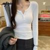 MJ STYLE Women's U-Neck Slim-Fit Long Sleeve T-Shirt