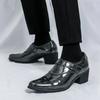 Fashion Men's Pointed Silver Green Monk Strap Loafter Leather Casual Men Shoes Man Male Formal Wedding Dress Shoes for Men