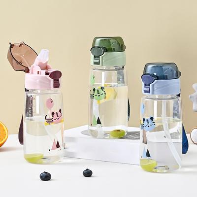 550ml/650/750ml Baby Drinking Bottle Straw Cup for Kindergarten, Creative Plastic Bottle with Duck Beak for Little Ones
