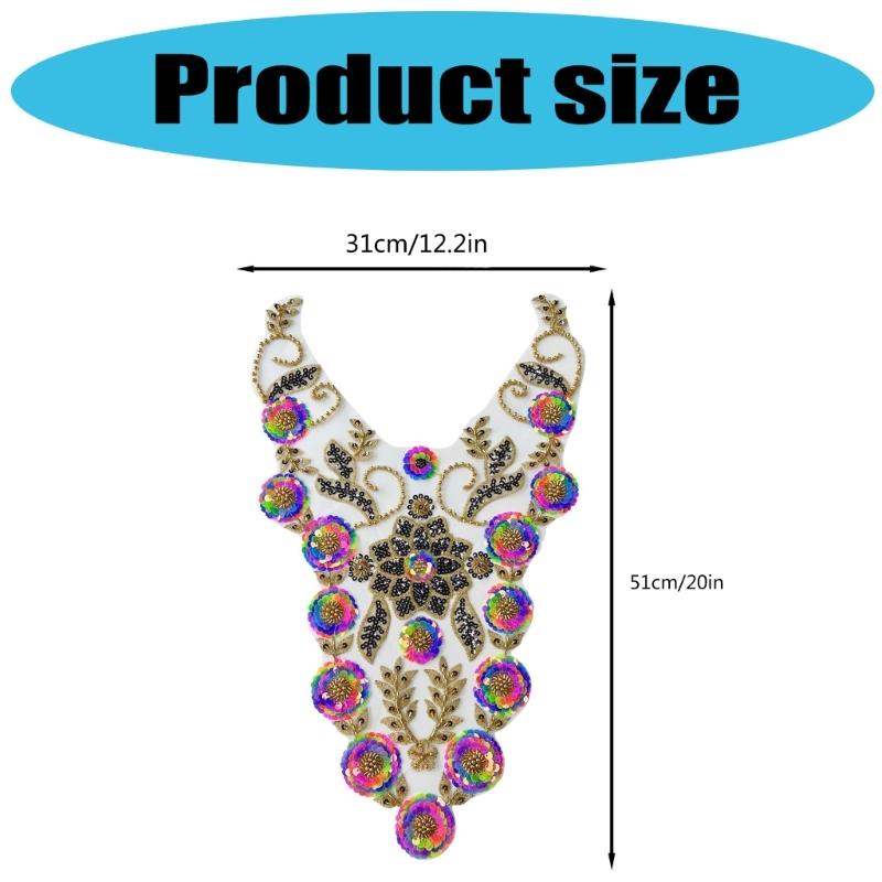  Embroidered Beads Applique for Wedding Dress Evening Gown Sew on Collar Patches Beaded Sequins Sew on Patches Applique