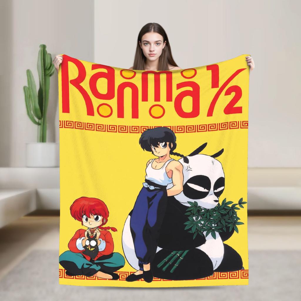 P-Chan Ranma 1/2 Manga Blankets Comedy Flannel Novelty Soft Throw Blanket for Bedding Lounge Autumn/Winter